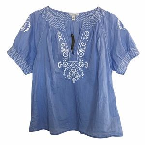 J Crew Peasant Blouse embroidered size 12